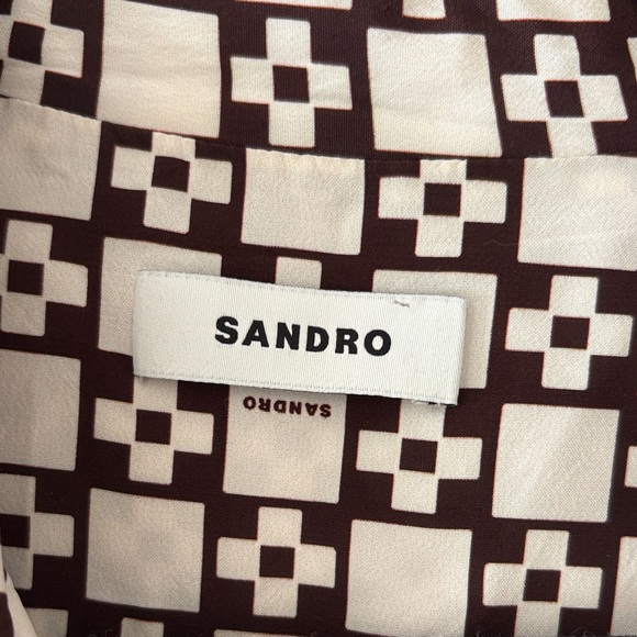 Sandro Black and White Geometric Button Down Shirt - Picture 2 of 4